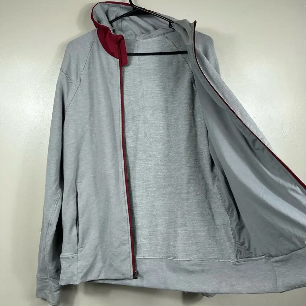 Lululemon Men’s City Sweat Hoodie Jacket in Heathered Grey / Red Hood - Medium